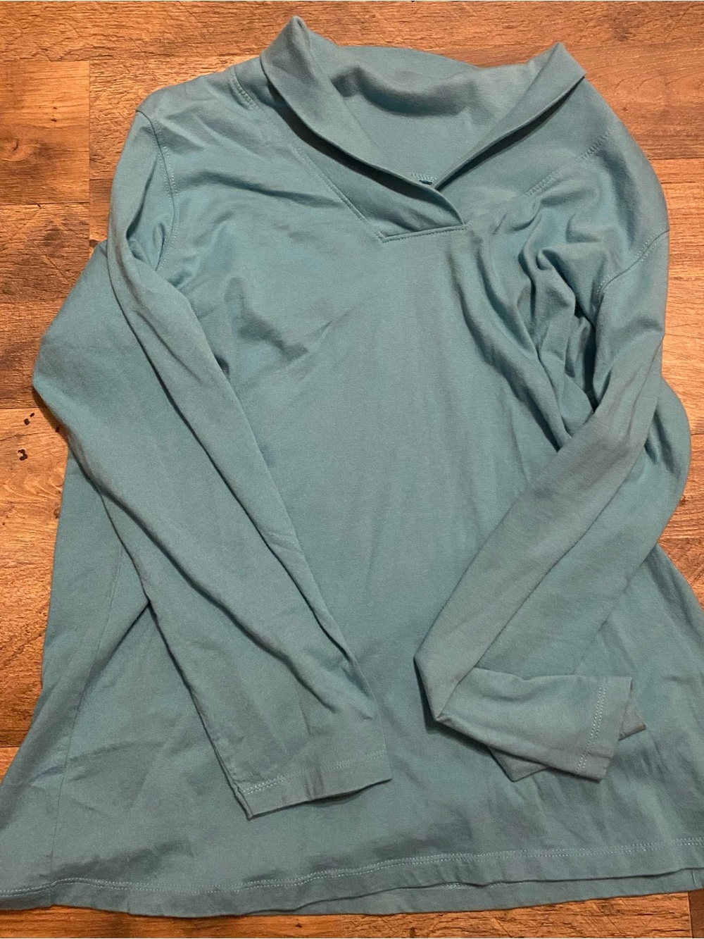 Roaman's Teal Long-Sleeve V-Neck Pullover
